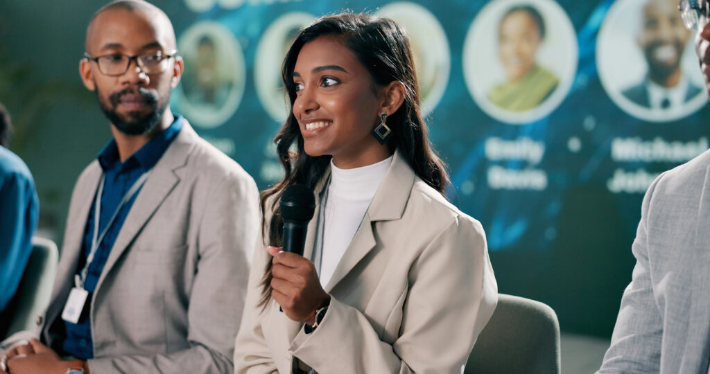 Sales professionals at a leadership training seminar